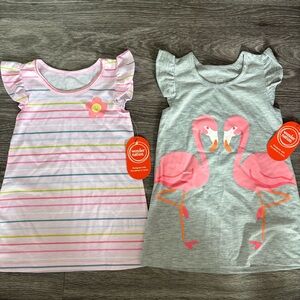 Wonder Nation Gray Dress with Pink Flamingos